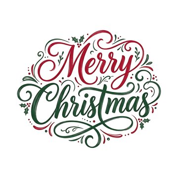 Merry christmas lettering calligraphy isolated on white background