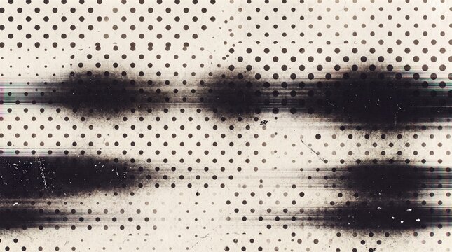 Photocopy texture with black ink streaks, halftone polka dot pattern and distressed paper effect for punk poster design, grunge banners, album art covers, dark abstract creative backgrounds