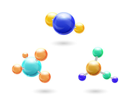 Colorful molecular structures for science and education use transparent background