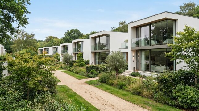 Modern Minimalist Residential Homes with Contemporary Architecture and Green Landscaping