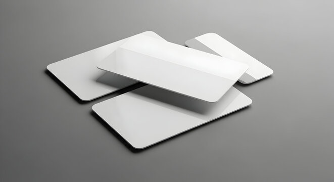 Set of Blank White Business Cards Floating Over a Minimalist Background Signifying Modern Design and Branding Opportunities