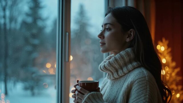 Besinnliche Winterstimmung am frostigen Fenster