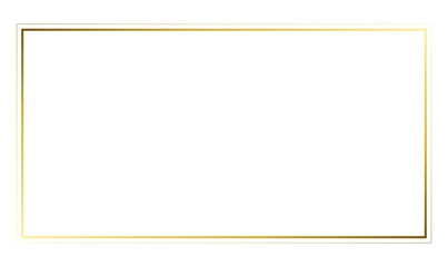 Fototapeta premium Gold Frame Rectangle Thin Metallic Line Border PNG Element for Certificate and Banner