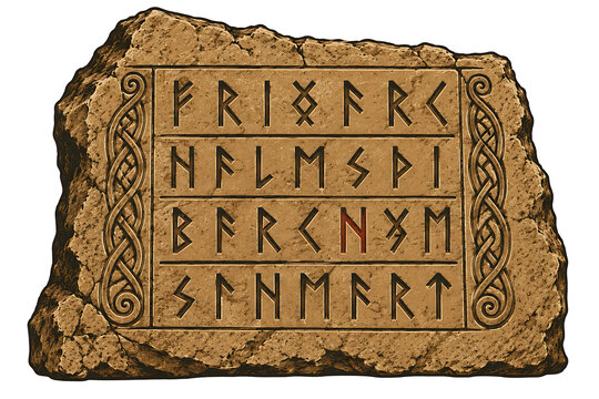 Nordic Rune Stone Duotone Illustration