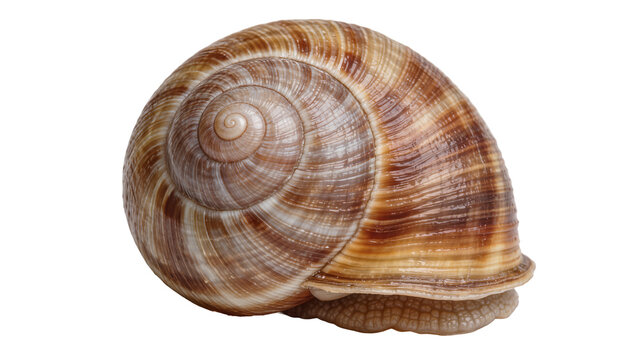 Brown spiral snail shell with visible texture, isolated on transparent background