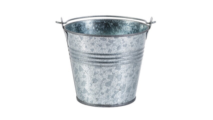 Galvanized metal pail with wire handle, isolated on transparent background © Aliona