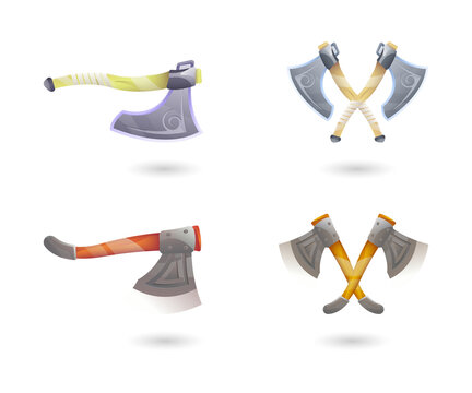 Axes for chopping and throwing on transparent background