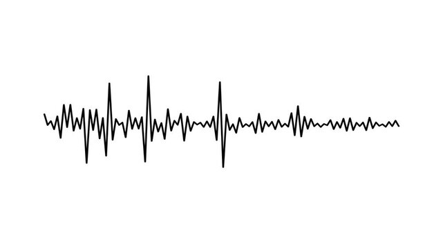 Minimal audio waveform lines with dynamic sound frequency pulses and clean music visualization on white background 4K