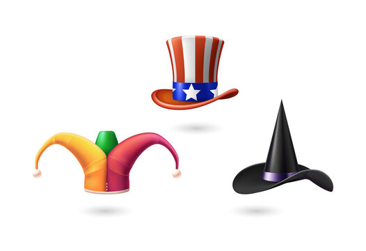 Three festive hats for celebrations and parties transparent background