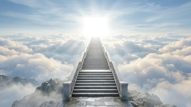 Stairway to heaven above clouds