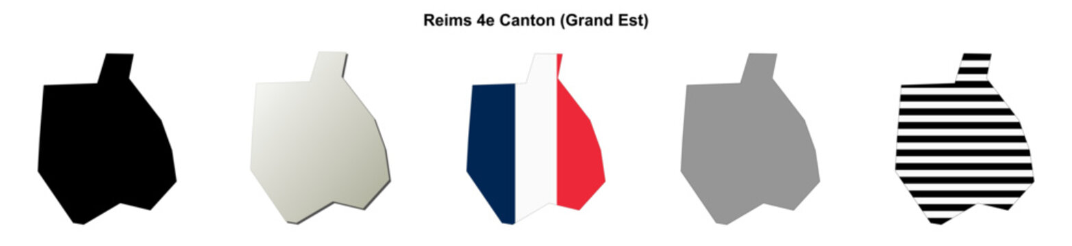 Reims 4e Canton (Grand Est) blank outline map set