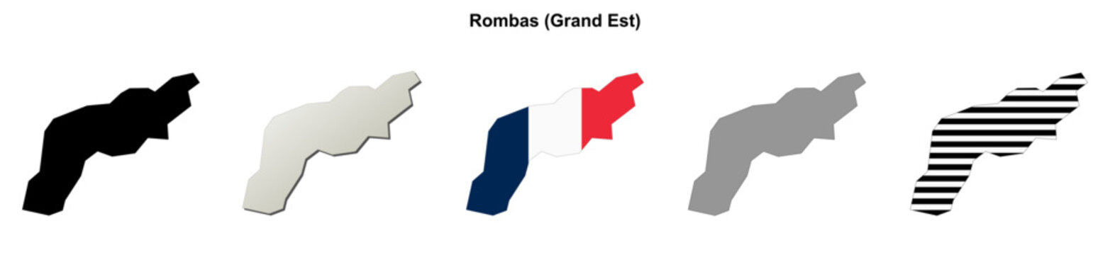 Rombas (Grand Est) blank outline map set