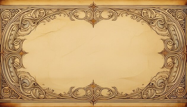 antique paper with intricate medieval border drawing antique paper medieval border drawing vintage aged
