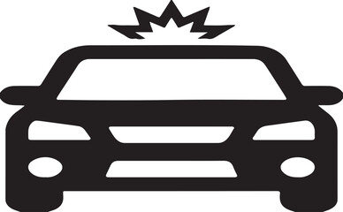 Silhouette icon of a police car with a flashing light bar on the roof emergency vehicle patrol car law enforcement siren light police cruiser emergency services traffic enforcement vector art © Shrabon