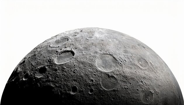 detailed moon surface isolated on white background