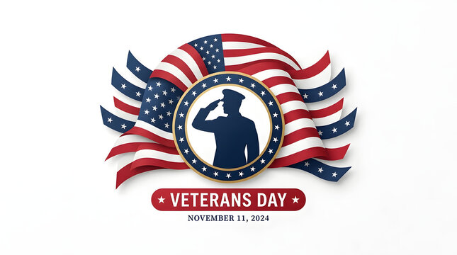Veterans day graphic with saluting soldier silhouette and american flag united states air force thank you