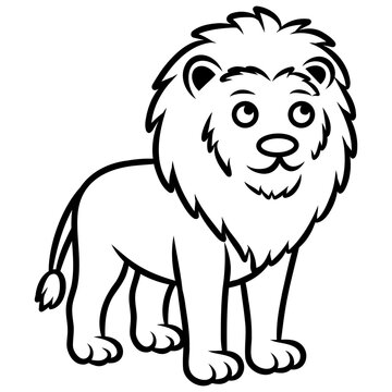 lion animal cartoon for coloring book