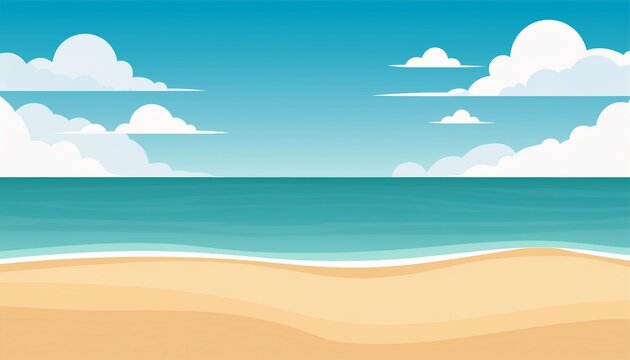 flat design beach landscape with ocean sand and sky