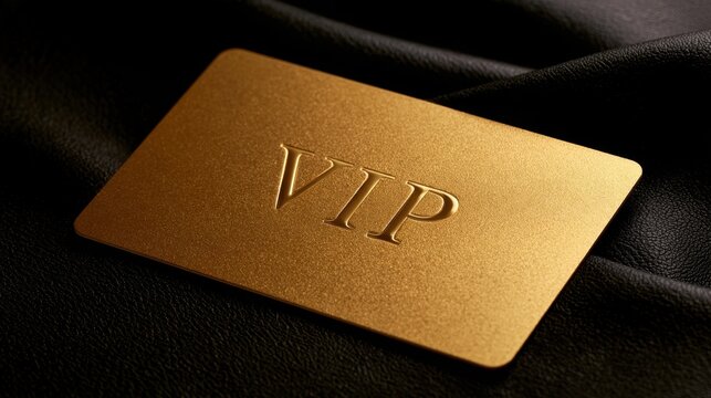 Luxury gold vip card on black premium leather background symbolizing exclusive access elite membership and high status privilege concept
