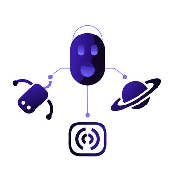 AI Droid with Planetary Data Signal and Smart Detection Network