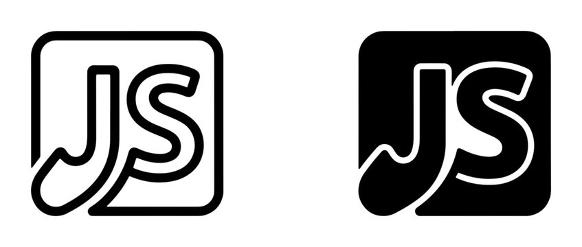 JS Monogram Logo, Two Styles: Outline and Solid Black, Square Icon, Modern Lettermark for Branding and Identity
