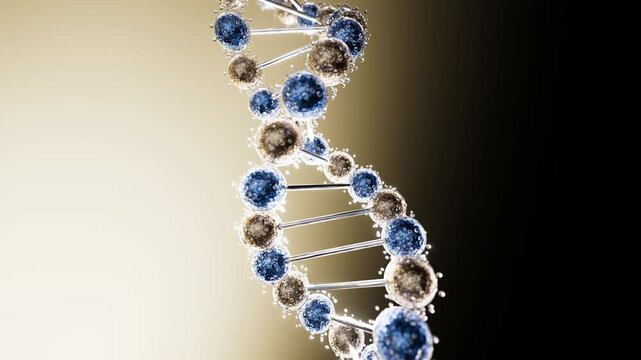 DNA Double Helix Rotating in Cinematic Gold and Black