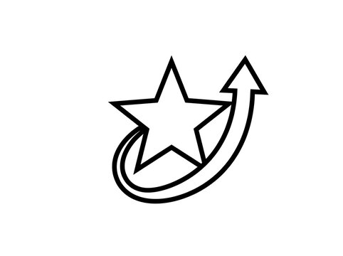 Black upward arrow inside a five-pointed star icon
