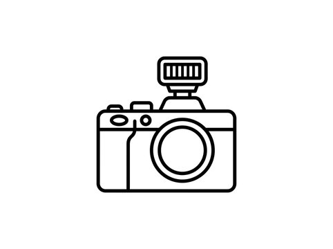 Simple camera with flashlight on top isolated