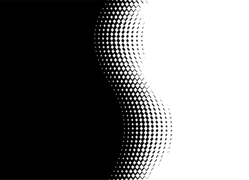 Smooth transition from black to white. Abstract pixel wave. Vector pattern. Design element. Frame. Space for text. Vector sports background for covers, advertising, labels, packaging, logos, interior 