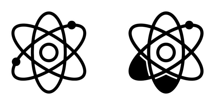 Atomic Structure Icons, Atom Symbols, Science and Research Vector Graphics, Chemistry and Physics Concepts