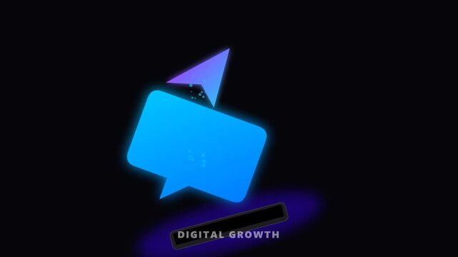 Blue Neon Fire Arrow Icon on Black Background for Technology, Business, Internet, Communication, and Digital Direction Concepts