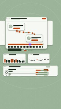 Vertical 9:16 animation of money transfer stream between in amber and orange on a light background. Seamless looping 4K motion graphics shot in portrait format for reels, shorts, stories and mobile ap