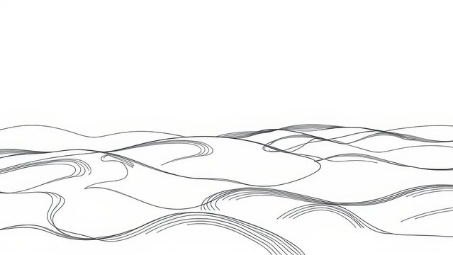 Abstract line art landscape waves background