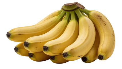 Bunch of ripe yellow bananas with brown spots, isolated on transparent background © Iura
