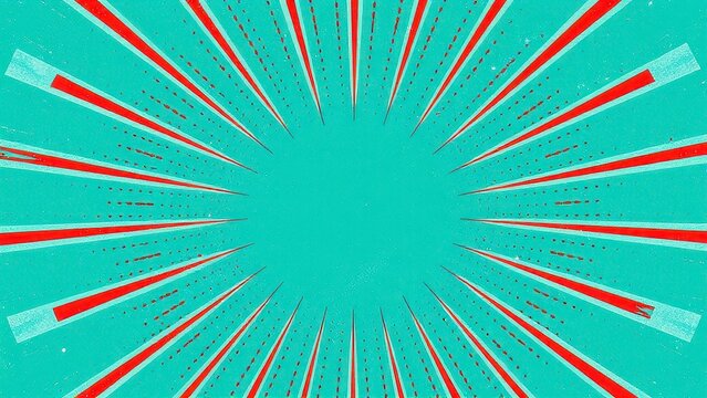 Retro comic sunburst background in red and turquoise