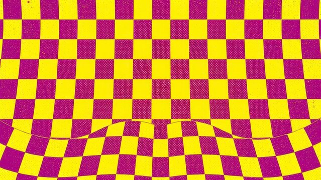 Retro checkered wave pattern background with halftone texture