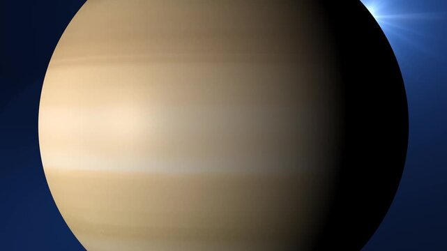 Realistic animated Saturn planet with subtle banding patterns orbiting in deep space