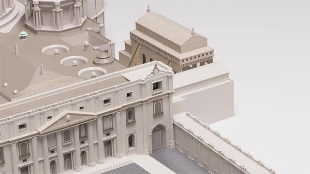 White smoke rising from Sistine Chapel chimney in 3D animation