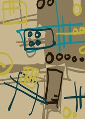 Abstract image for printing. Picture for modern interiors. The picture is painted by hand on a tablet. © neurostructure