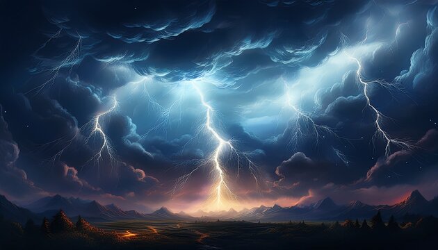 dark stormy sky lightning background silhouette