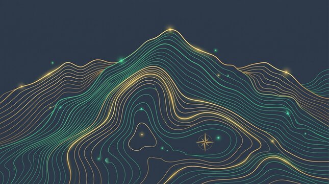 High-Tech Topographic Mountain Landscape Line Art Web Header Resource.