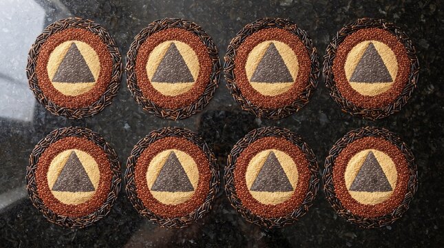 Pre Colonial Grains Geometric Circle and Triangle Knolling Grid