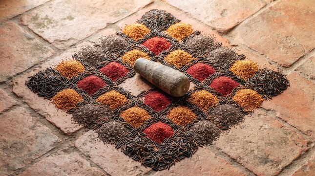 Indigenous Pre Colonial Wild Grains Diamond Knolling Pattern