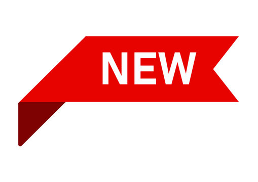 Red triangular flag with white bold new text for.