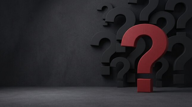 Uncertainty Concept with Red Question Mark Standing Out Against Dark Background