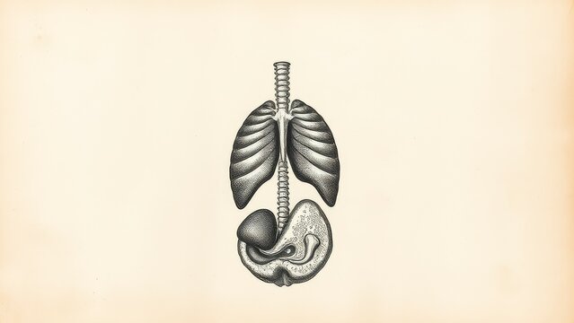Vintage medical illustration of human internal organs