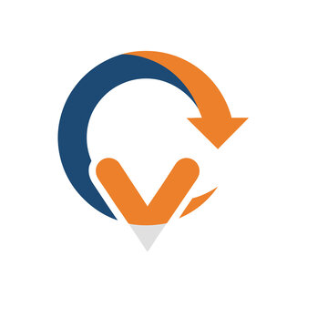 Circular arrows with checkmark logo