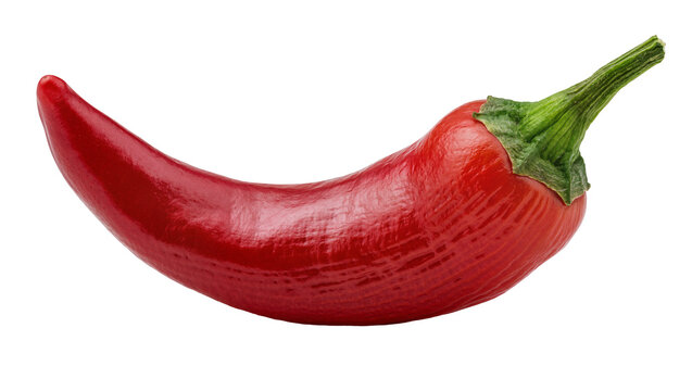 Vibrant red chili pepper with green stem, isolated on transparent background