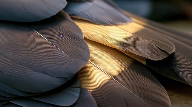 Close-up of vibrant bird feathers showcasing intricate patterns and textures.