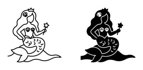 Fototapeta premium Whimsical Mermaid Vector Icons, Enchanting Sea Maiden Graphics, Mythical Creature Illustrations, Fantasy Aquatic Characters, Magical Ocean Royalty